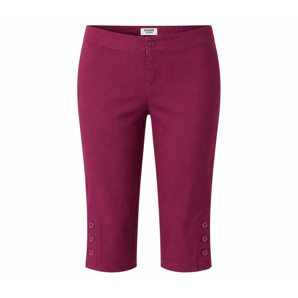 Monroe and Main Women's Capri Pants Raspberry Size 14 Button Detail Capris